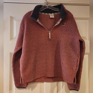 PINK Victoria's Secret Sherpa Quarter-Zip Sweatshirt - Mauve